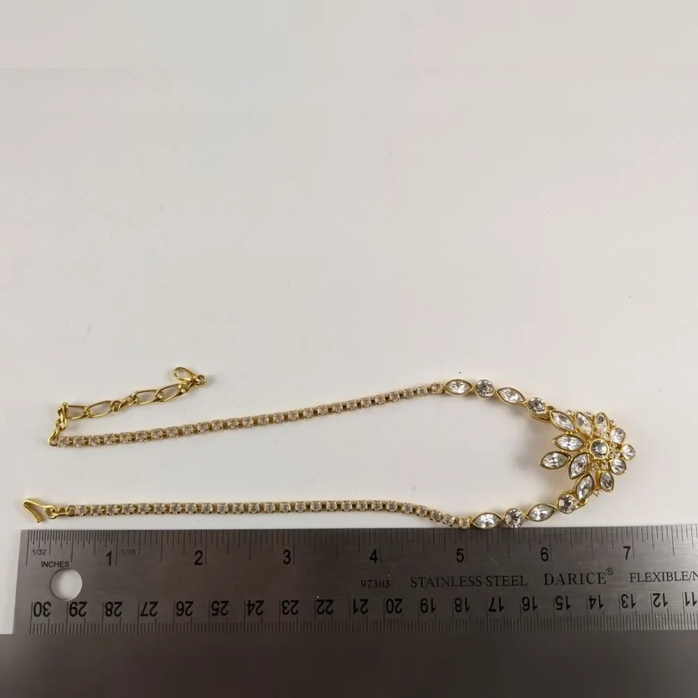 Vintage Monet Crystal Gold Tone Statement Necklace